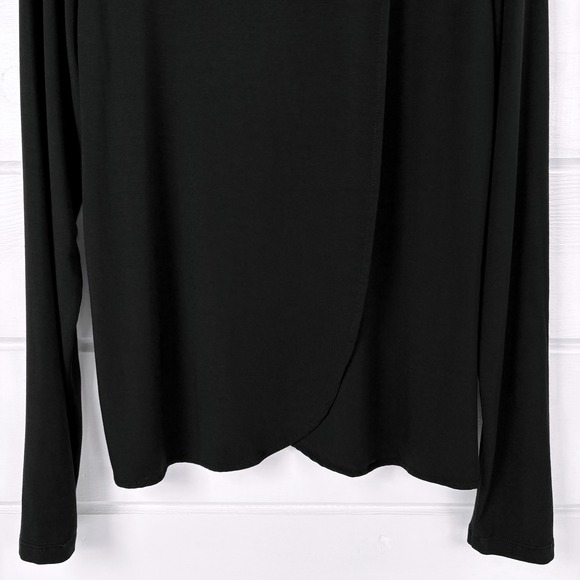 Marine Layer Black Crewneck Long Sleeve M Tinley Tulip Split Back Stretchy Modal - Picture 5 of 8